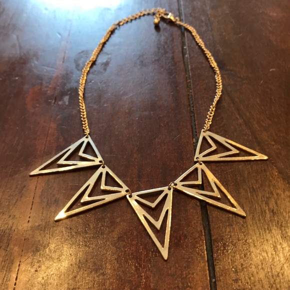 Gold geo-triangle statement necklace - Picture 2 of 2